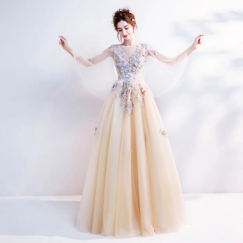 Летние Длинные вечерние платья с кружевной аппликацией Vestido De 15 Anos открытой
