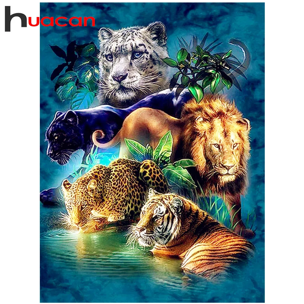 

Huacan Diamond Painting 5d Animals Diamond Embroidery Tiger And Lion Picture Of Rhinestones Diamond Mosaic Hobby And Handicraft