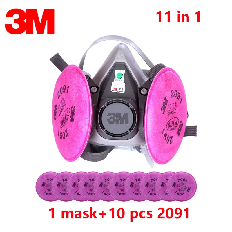 

11 in 1 Half Face Mask 3M 6200 Spray Paint/Dust Mask respirator Anti-Dust mask facepiece with 2091 P100 Fliters