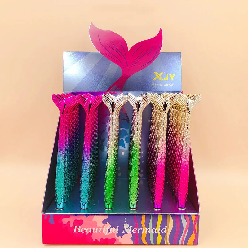 

1PC Cute Mermaid Pens Creative Gradient Ball Pens Kawaii Ballpoint Pens For Kids Gifts School Office Supplies Korean Stationery