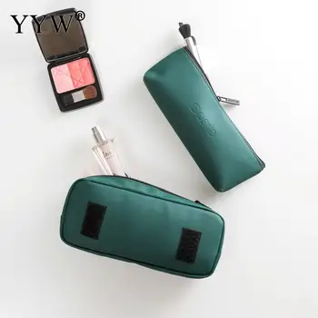 

Hot PU Leather Solid Color Makeup Bag Cosmetic Organizer with Dividers Black Green Red White Makeup Bag Tote