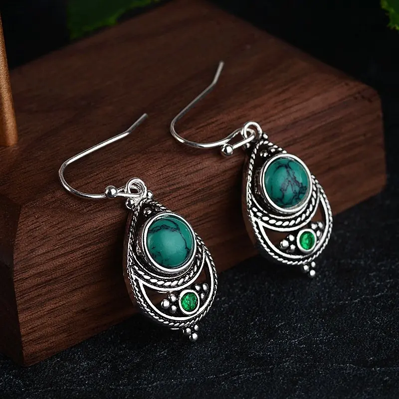 

Seasons Fashion Handcrafted Drop Earrings Vintage Dangle Earrings Wedding Earrings Silver Turquoise Earrings Jewelry Gifts
