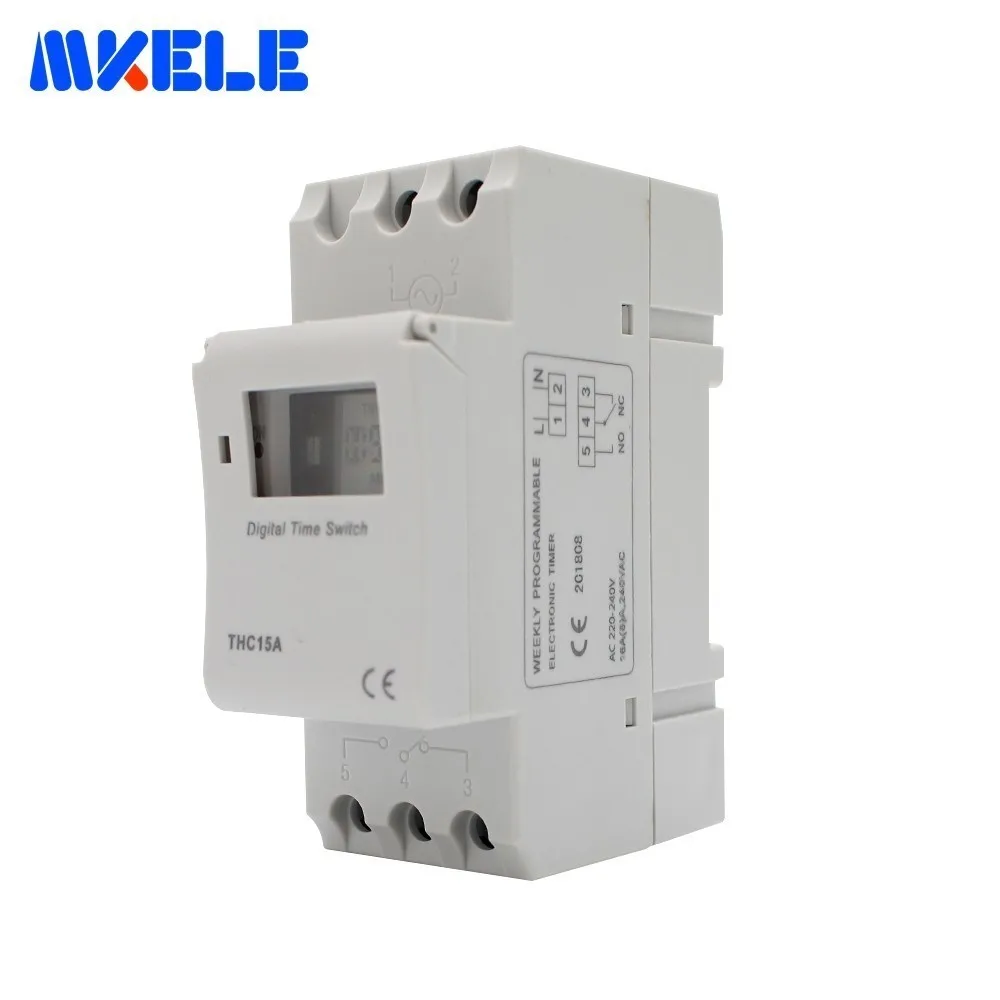 

THC15A 7 Days Adjustable Programmable Setting Clock/ On/ Off Time Digital Timer Switch Relay 220-240V