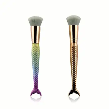 

Beauty repairing single fish tail flat head blush brush colorful rose gold makeup brush