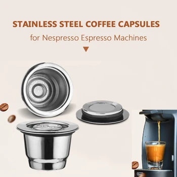 Coffee Capsules Refillable Pods Stainless Steel Reusable Coffee Filt with Spoon Brush for Nespresso Espresso Machines