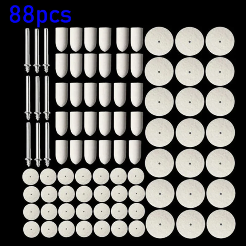 88 шт./компл. из фетра для полировки Pad полировка чистящие колесики с оправки для роторного инструмента