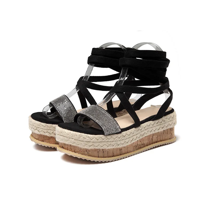 

New Pattern Single Shoe Wind Fashion Bandage Slope With Sandals Sexy Night Shop Atmosphere Women's Shoes
