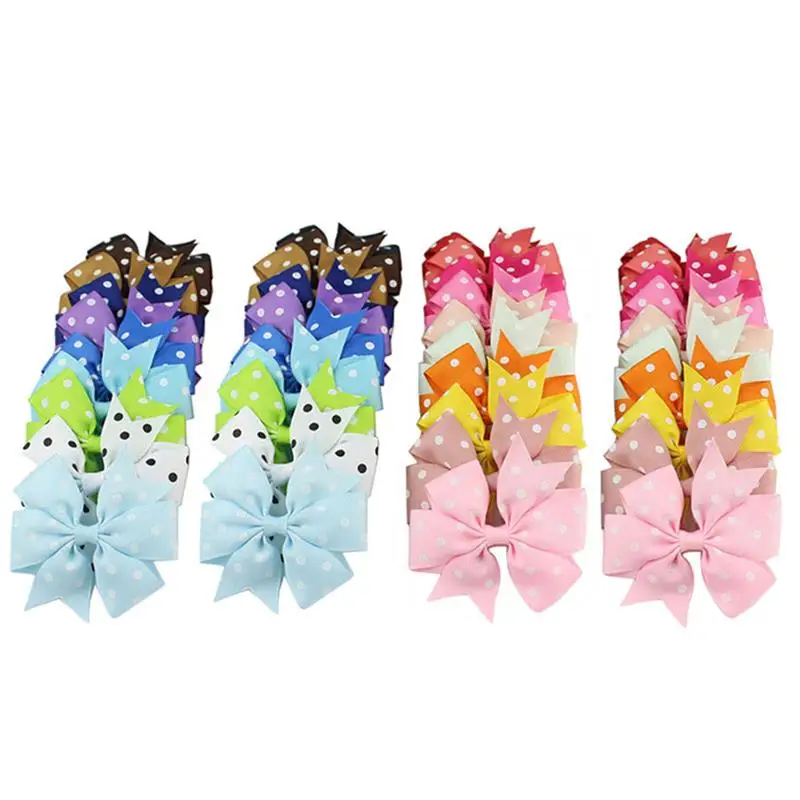 

40Pcs Dovetail Wave Point Bow Hairpin Hair Barrettes Stylish Bows Pins Hari Clips Clothing Accessories For Toddles Girls