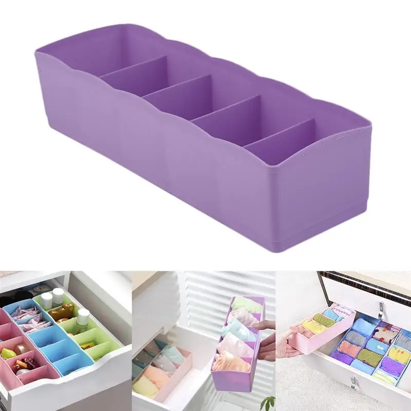 

Lemonbest 5 Cells Plastic Organizer Storage Box Tie Bra Socks Drawer Cosmetic Divider Make Up Storage Organizer Plastic Box