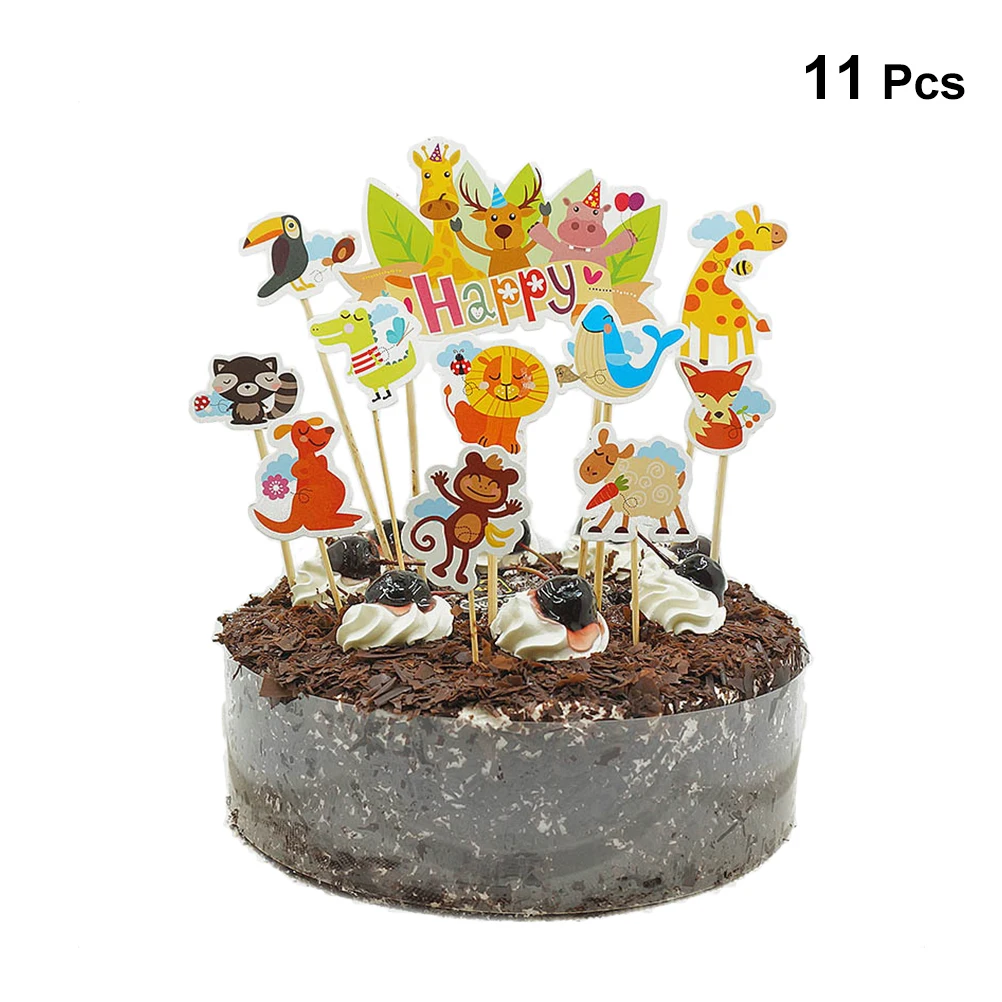 11 шт. топперы для тортов милые животные привлекательные палочки для торта украшения для кексов для Кондитерская вечеринка на день рождения детский душ