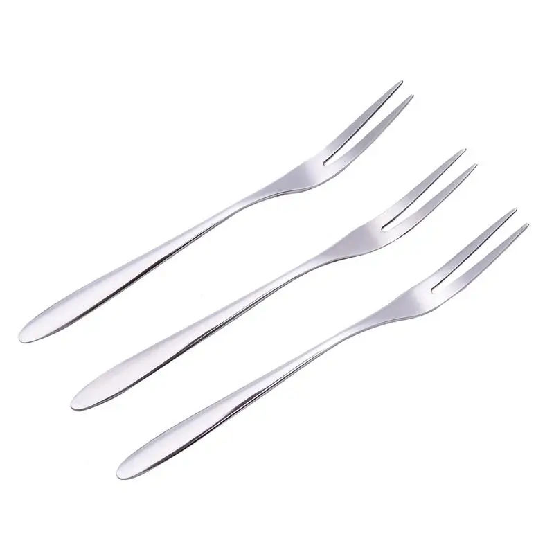 

Stainless Steel Fruit Fork Set Metal Three Prongs Food Cake Dessert Forks Dinnerware Set For Party Or Restaurant