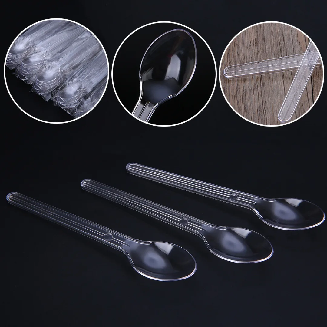 

25/50pcs Disposable Spoon Dessert Mini Spoons Party Serving Teaspoon Ice Cream Plastic Spoon 12 x 2.3cm