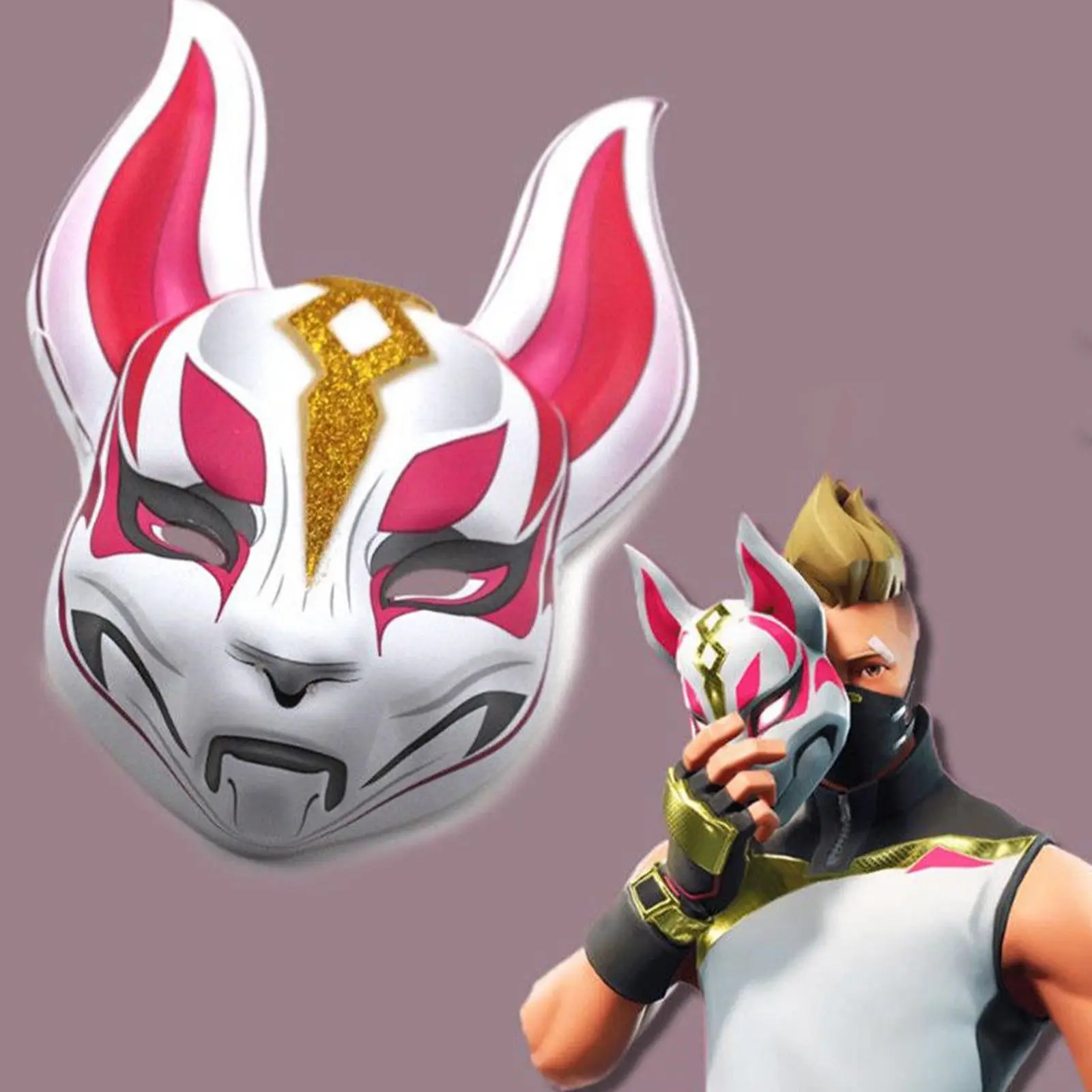 

Game Battle Royale Fox Kitsune Mask Cosplay Drift Masks Latex Full Face Adult Helmet Halloween Party Props DropShipping