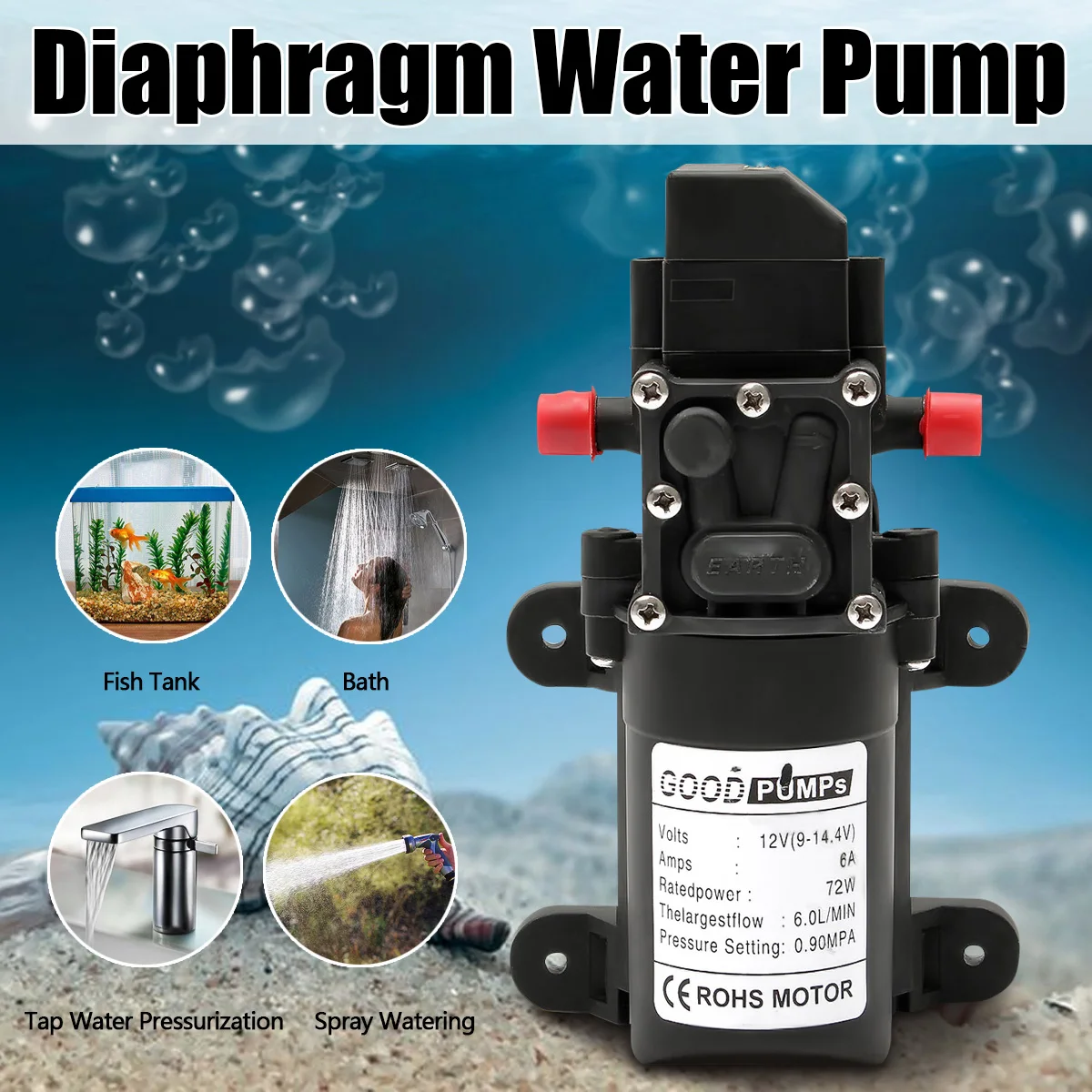 <b>DC 12V</b> 130PSI 6л/мин водяной мембранный насос с ...