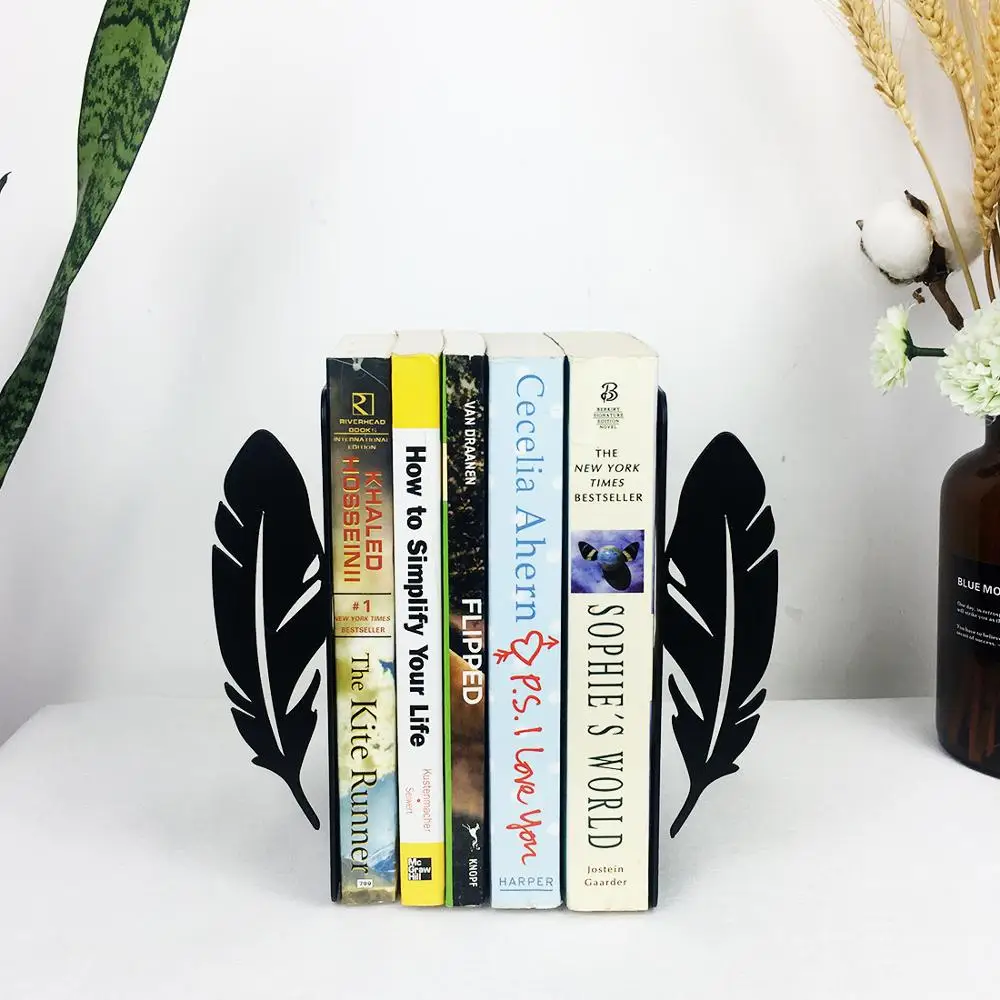 Птичье перо книжные концы креативная книжная подставка металлическая для книг