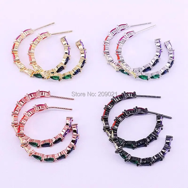

5Pairs Newest Arrival Women Earrings Shinny Rainbow Cubic Zircon Circle Stud Earings