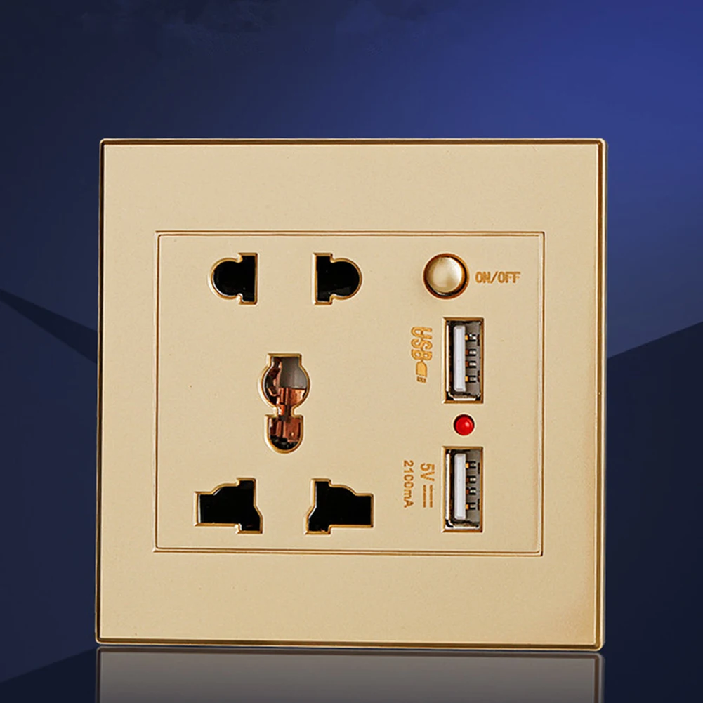 

Power Adapter Port Dual USB Easy Install Wall Socket Home Fittings Charger Anti Impact Receptacle Outlet Panel