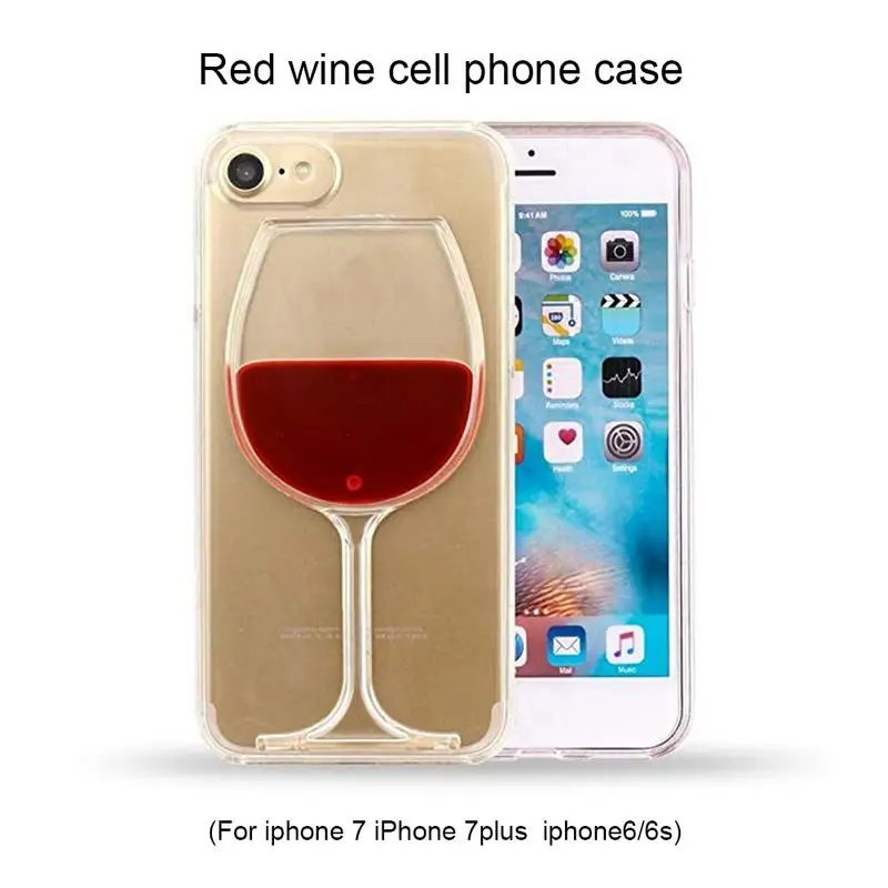 

3D Design Flowing Liquid Red Wine Phone Cover Protective Case Transparent Plastic Case for iPhone 7 iPhone 6 Outwear Cover