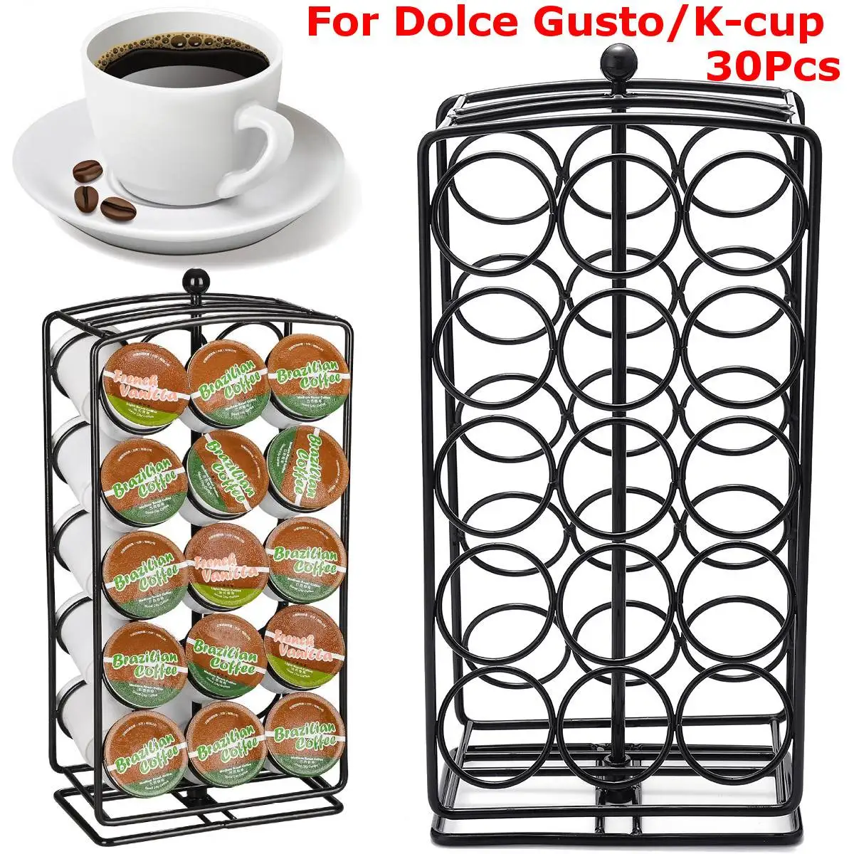Goede 30 stks Koffie Capsules Pod Houder Stand Dispenser Roterende Rack Capsule Cup Voor Dolce Gusto Thuis Keuken Koffie Maker Apparaat