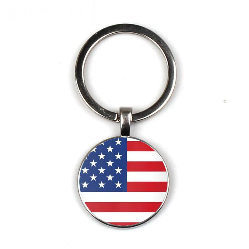 

Glass Key Flag Picture Keychain Handmade Photo Keychain American Keychain UK Brazil Global Map