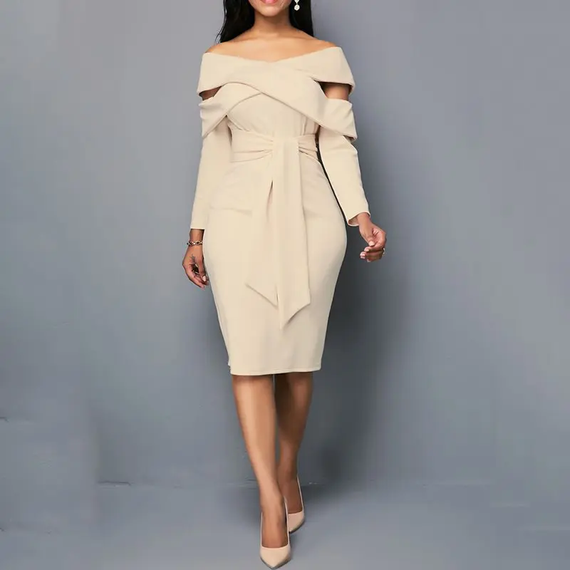 

Vintage Office Lady African Clothing Sexy Elegant Party Plus Size 3XL Women Dresses Bodycon Summer Hollow Backless Blue Dress