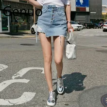 Casual Irregular High Waist Denim Skirt Light Wash Women Ripped Mini Skirt Female mini 2019 Summer Casual Irregular High Waist Denim Skirt Light Wash Women Ripped Mini Skirt Female mini 2019 Summer