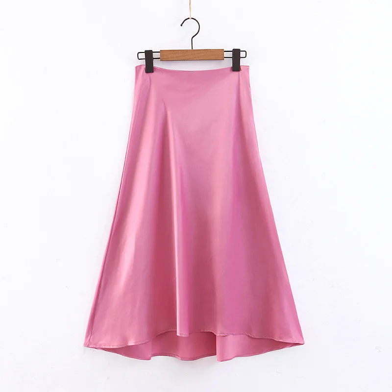 

2019 Spring Summer Women High Waist Skirt Solid Color Bottoms Skirt Asymmetrical Women Causal Midi Skirts Streetwear
