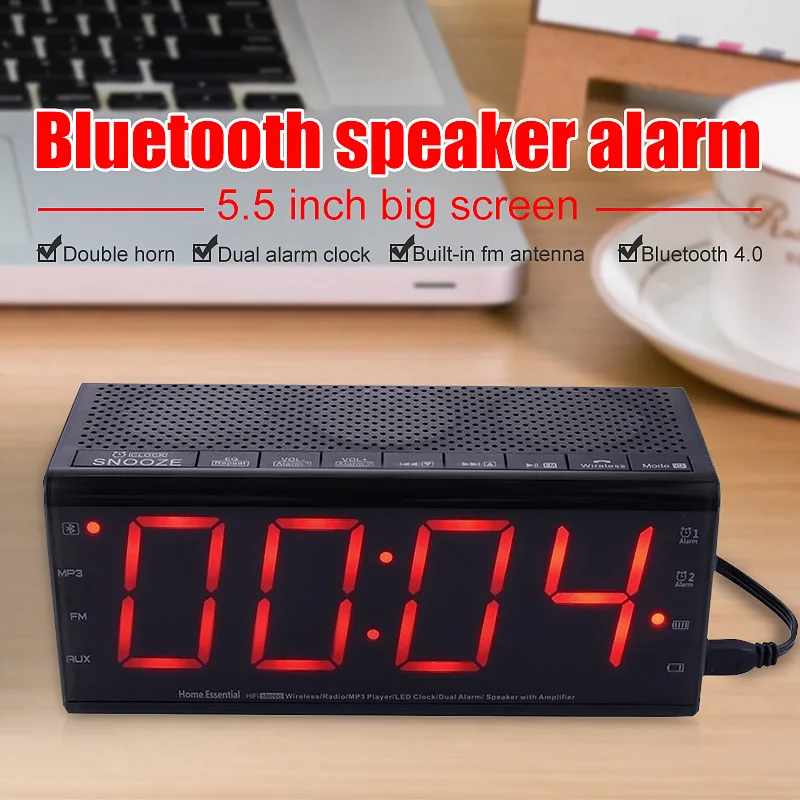 

Multi-function Clock bluetooth Speaker Portable Wireless Speaker Stereo bluetooth Alarm Clock Speaker Digital Alarm Clock