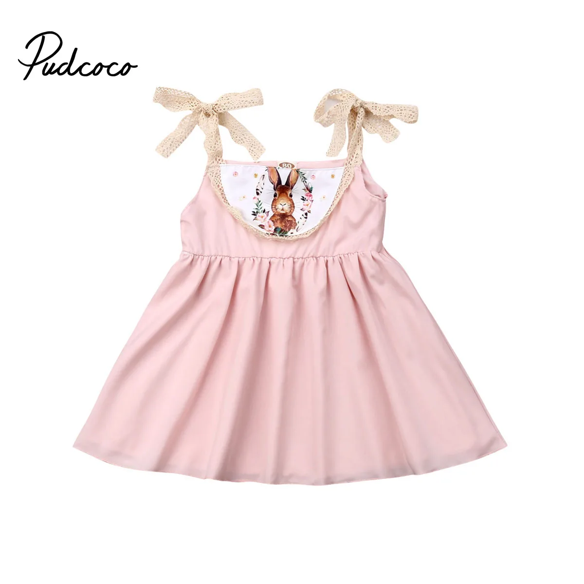 

Brand 2019 Toddler Kid Baby Girl Dress Summer Rabbit Cotton Sleeveless Dress Princess Party Pageant Clothes Off Shoulder