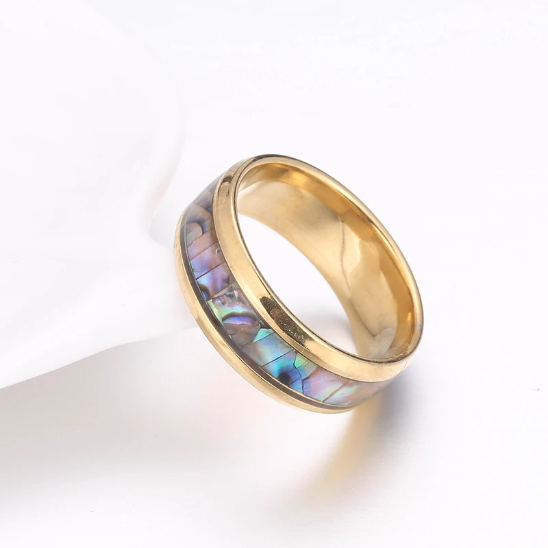 Ювелирные изделия для мужчин и женщин из нержавеющей стали Abalone Shell Ring Band