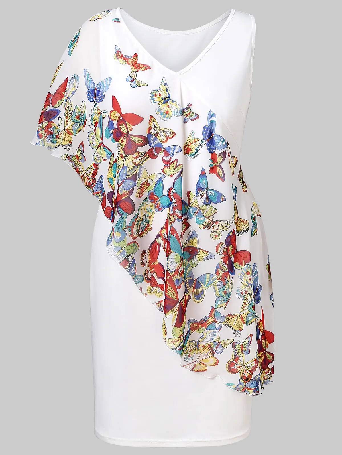 

Wipalo Plus Size Butterfly Print Bodycon Dress Sexy Summer V Neck Mini Dress Half Sleeve Casual Color Block Dress Party Vestidos