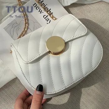 

TTOU Fashion Crossbody Bags For Women Quality Leather Chain Female Shoulder Bags Ladies' Semicircle Messemger Saddle Bags Sac