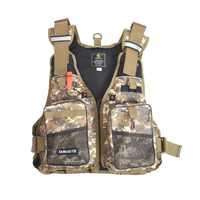 

Leo Adjustable Fly Fishing Vest Jacket Swimming Sailing Waistcoat Vest Outdoor Mutil-Pocket Floating Jacket,Camouflage