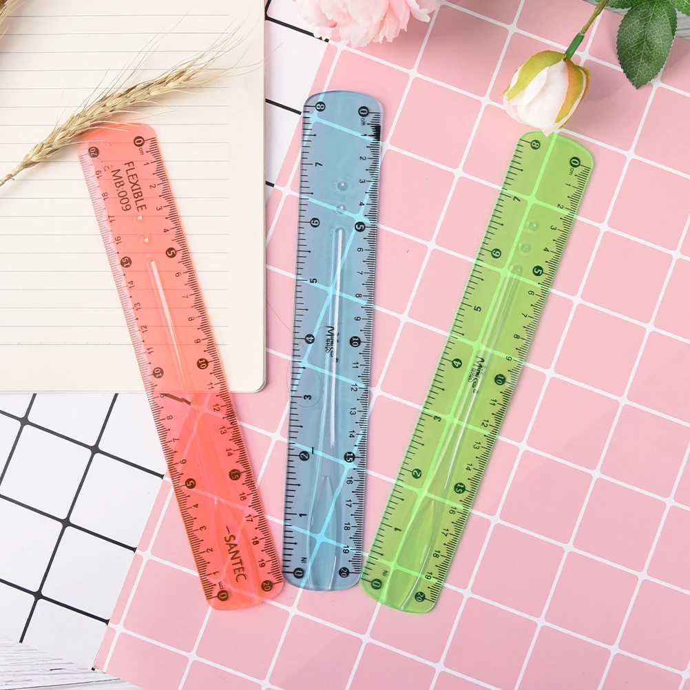 

3Pcs/Lot Soft 20cm Colorful Maths Double Scale Infinite Bending Dividing School Creative Cute Soft Ruler