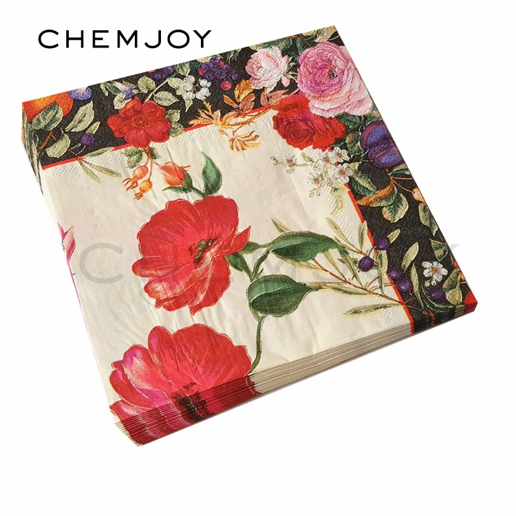

20Sheets Decoupage Napkins Retro Vintage Floral Paper Napkins for Decoupage Disposable Decorative Wedding Party Tissue Tableware