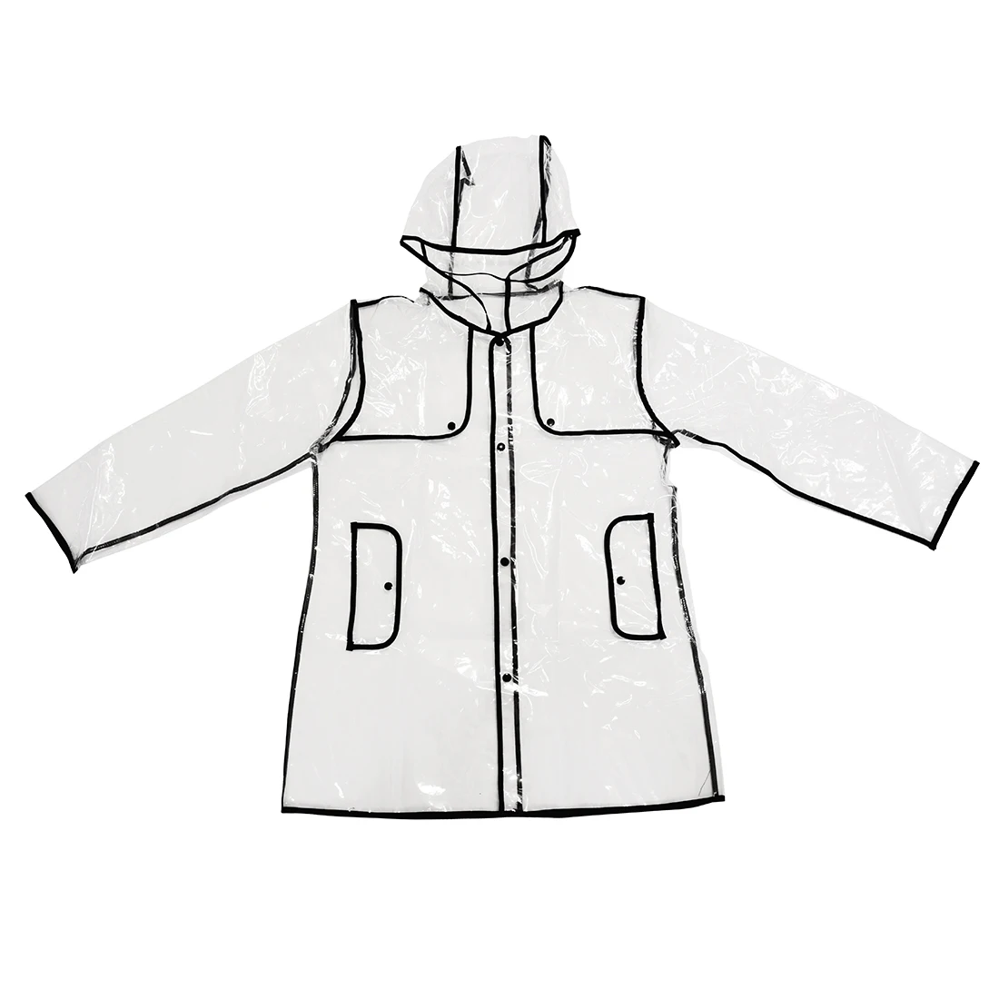 

FASHION WOMEN'S TRANSPARENT EVA RAINCOAT OUTDOOR TRAVEL WATERPROOF RAIN COAT black 100cm