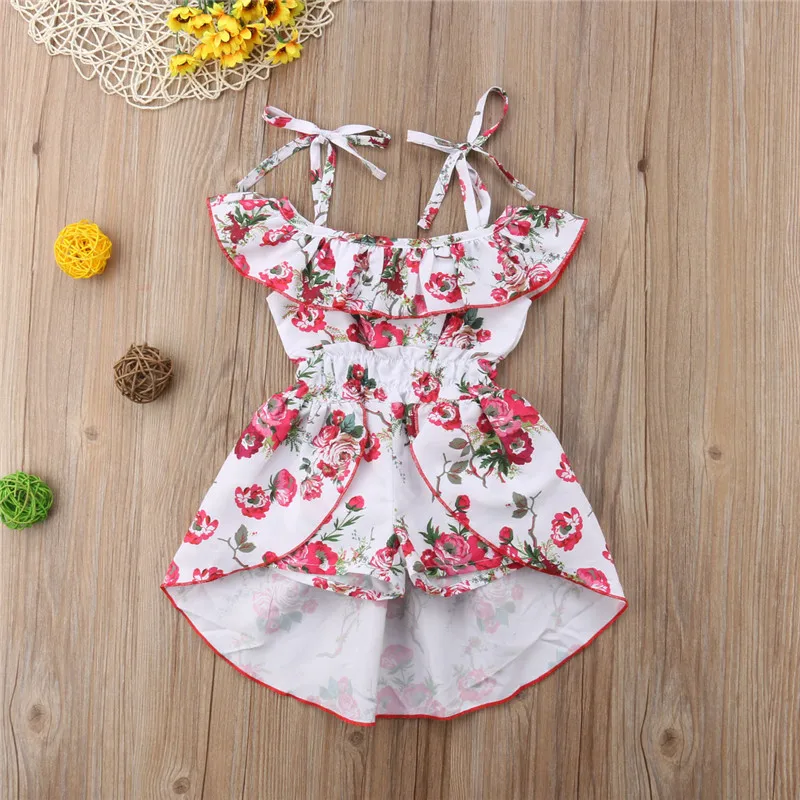 0-5T Girls Dresses New Summer Fashion Toddler Baby Kids Floral Print Sleeveless Clothes Party Bib Strap Tutu Dress Girl kid