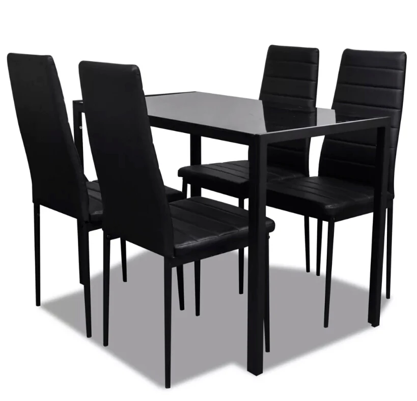 vidaXL Black Five Piece Dining Table Set modern style wooden Table for home cheaper sale