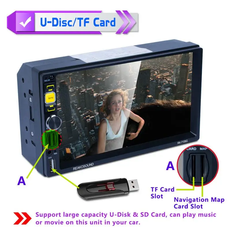 

1080P Car Dual-ingot Bluetooth MP5 Player GPS Navigator Apple Android Phone Image HD Reversing Rear View Camera AM/FM/RDS Radio
