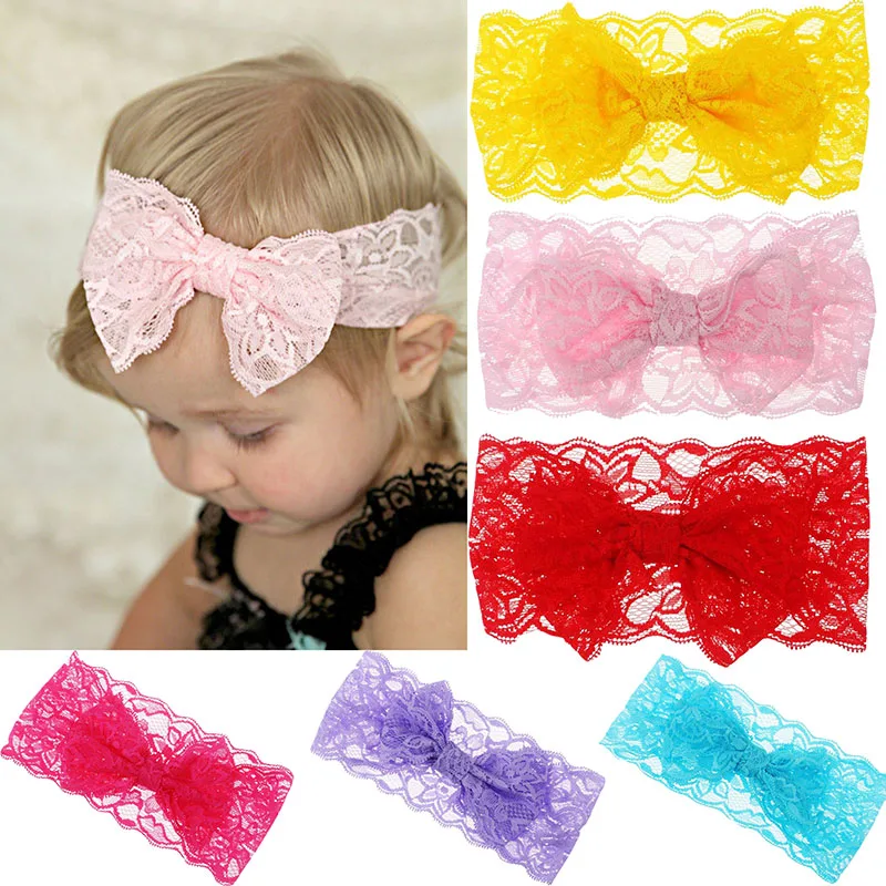 

Baby Hair Accessories Toddler Kids Cute Bow Turban Headwear For Newborn Infant Gift Tiara Lace Flower Pattern Headwrap Hairband