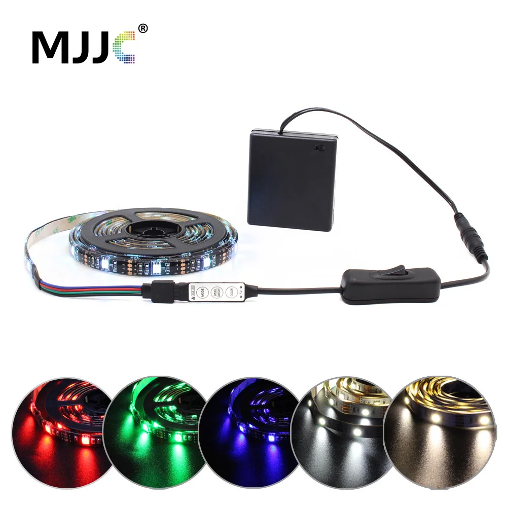 Светодиодная лента RGB на батарейках с регулируемой яркостью 5 м