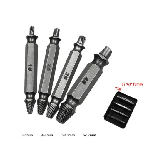 4Pcs Broken Bolt Remover Extractor Drill Bits Easy Out Stud Reverse Damage Screw Holiday DIY Decorations