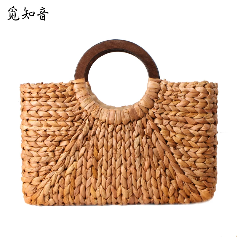 

Women Vintage Rattan Handbag Female Bohemian Summer Beach Straw Bags Lady Simple Weave Bag Handmade Casual Large Tote Ss3032