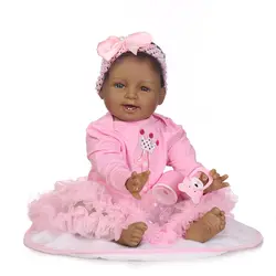 22 дюймов Reborn Baby Doll Cloth Body Lifelike кукла для игры в дочки-матери игрушка подарок на возраст 3 + с розовым газовое платье