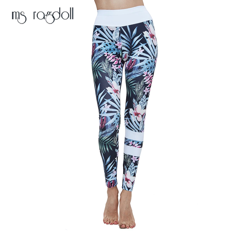 Women Floral Print Leggings Fitness Yoga Leggin Slim High Waist Pants