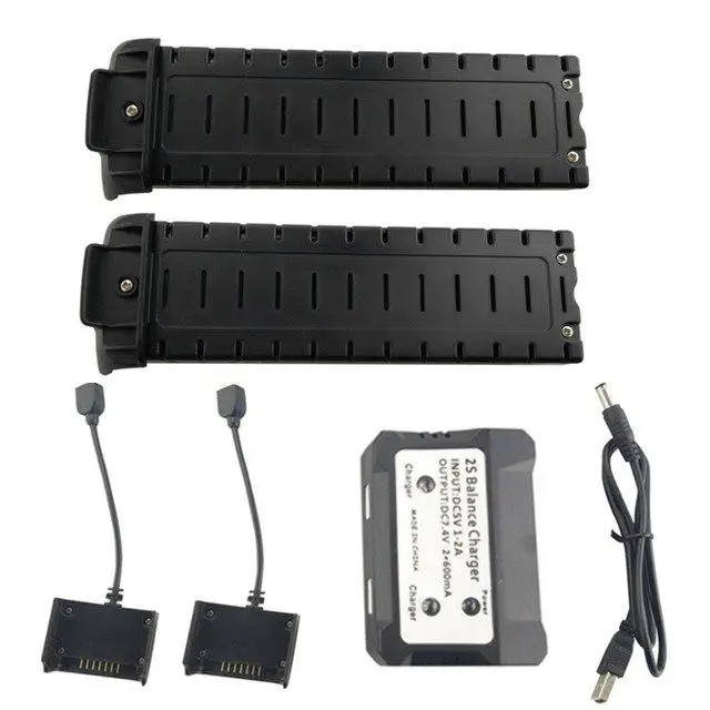 

RCtown 2PCS 7.4V 2800mah Lithium Battery with 2 in 1 Charger for HS700 4 Axis Aircraft Battery Remote Drone Accessories