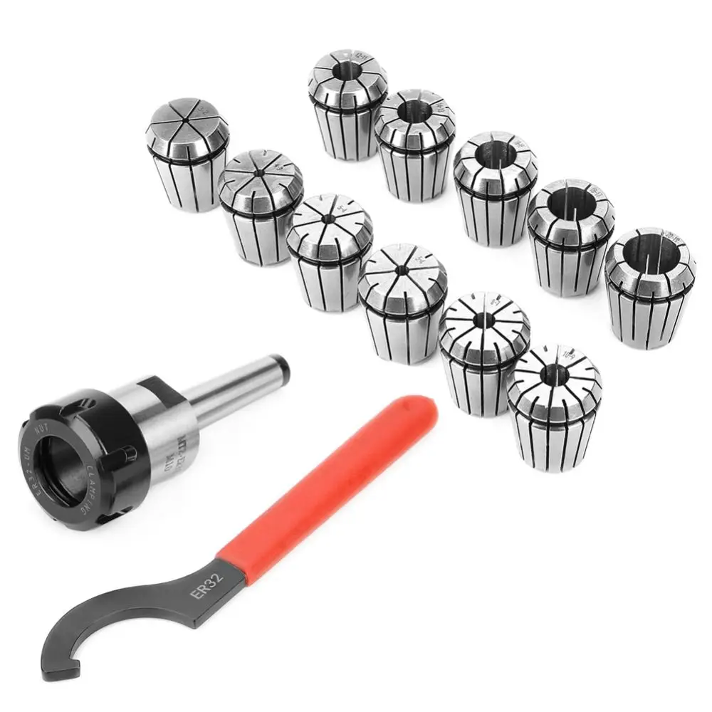 

THGS Precision ER32 Collet Chuck Set + MT2 Shank Handle Holder+ Spanner for Milling Machine with Box
