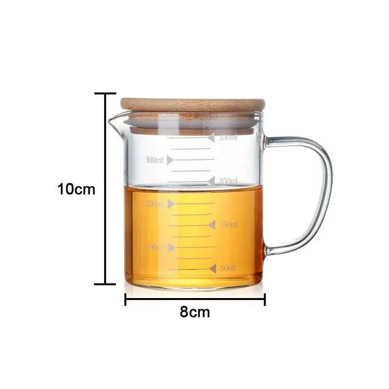 350-1000 мл термостойкий стеклянный мерный стакан стеклянный кувшин с бамбуковой крышкой стеклянная прозрачная шкала для еды