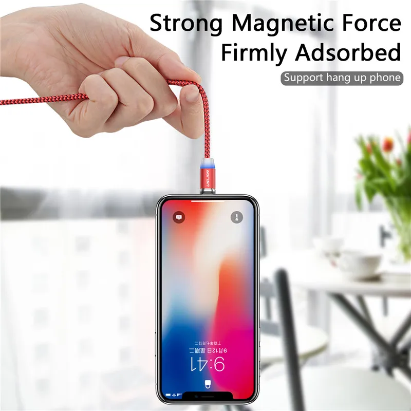 USLION светодиодный магнитный кабель Micro USB type C для huawei mate 20 Pro samsung Быстрое зарядное