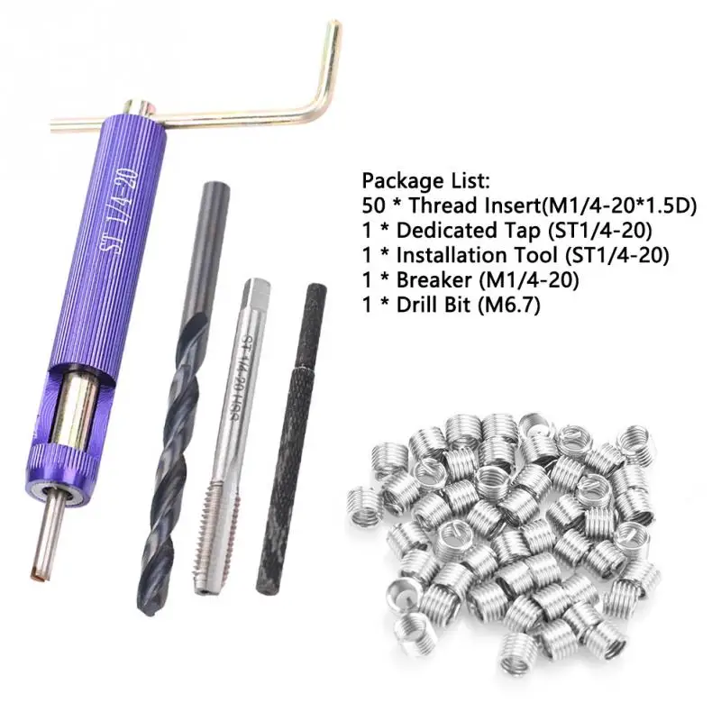 

50Pcs M1/4-20*1. Screw Threaded Insert Coiled Wire Inserts Thread Repair Insert Set Installment Tool Kit Hot Sale c